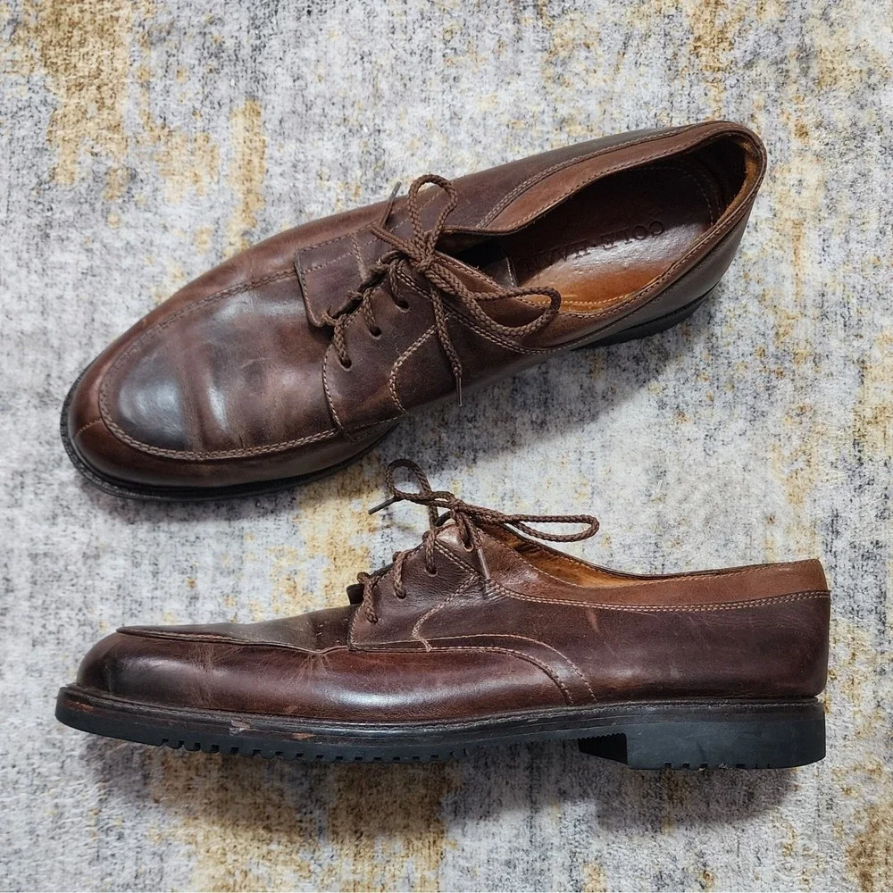 Cole Haan Mens Brown Leather Lace Up Casual Comfort Shoes Size 13 Made In Brazil